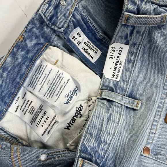 Free People Wrangler Wanderer High Rise Flare Jeans Light Blue Denim NWT Size 31 - Picture 5 of 5